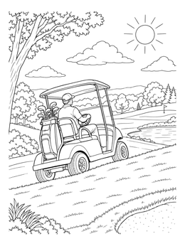 Free printable Golfer Driving Along The Fairway coloring page