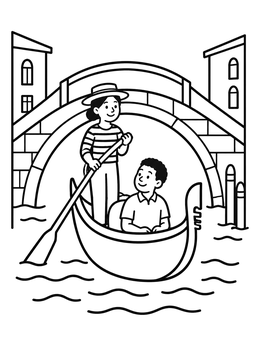 Free printable Gondola Ride Under A Venetian Bridge coloring page