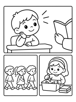 Free printable Good Classroom Manners Chart coloring page
