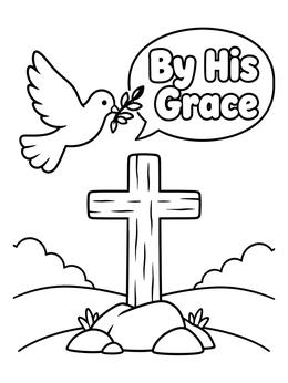 Free printable Dove And Cross By His Grace coloring page