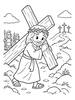 Free printable Jesus Carrying The Cross coloring page