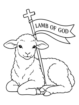 Free printable Lamb Of God With Cross Banner coloring page