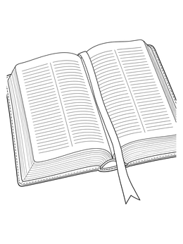 An open Bible with a ribbon ribbon bookmark creates a serene good friday coloring page.