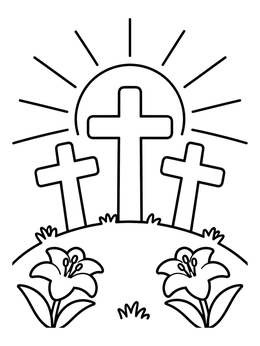 Free printable Three Crosses On A Hill coloring page