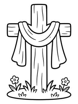 Free printable Wooden Cross Draped With Cloth coloring page