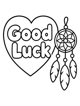 Free printable Good Luck Heart And Dreamcatcher coloring page
