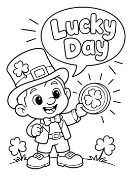 Free printable Leprechaun Holding A Lucky Coin coloring page