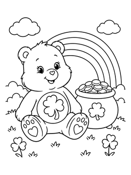 Free printable Lucky Bear With Pot Of Gold coloring page