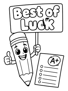 Free printable Cute Pencil With Best Of Luck Sign coloring page