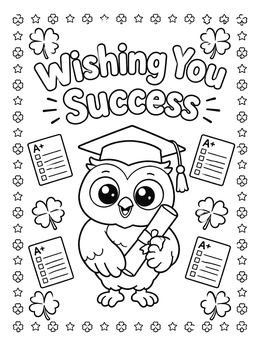 Free printable Wise Owl Wishing You Success coloring page