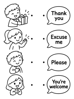 Free printable Good Manners Matching Activity coloring page