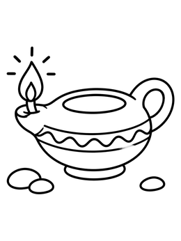 A burning clay lamp in this simple good samaritan coloring page.