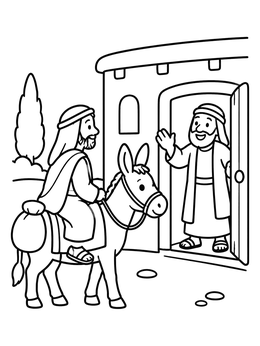 Free printable Good Samaritan Arriving At The Inn coloring page