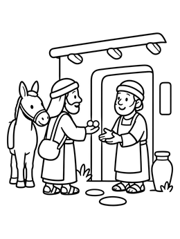 Free printable Good Samaritan Paying The Innkeeper coloring page