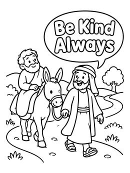 Free printable The Good Samaritan Leading Donkey coloring page