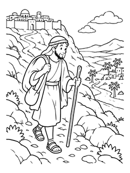 Free printable Traveler On The Road To Jericho coloring page
