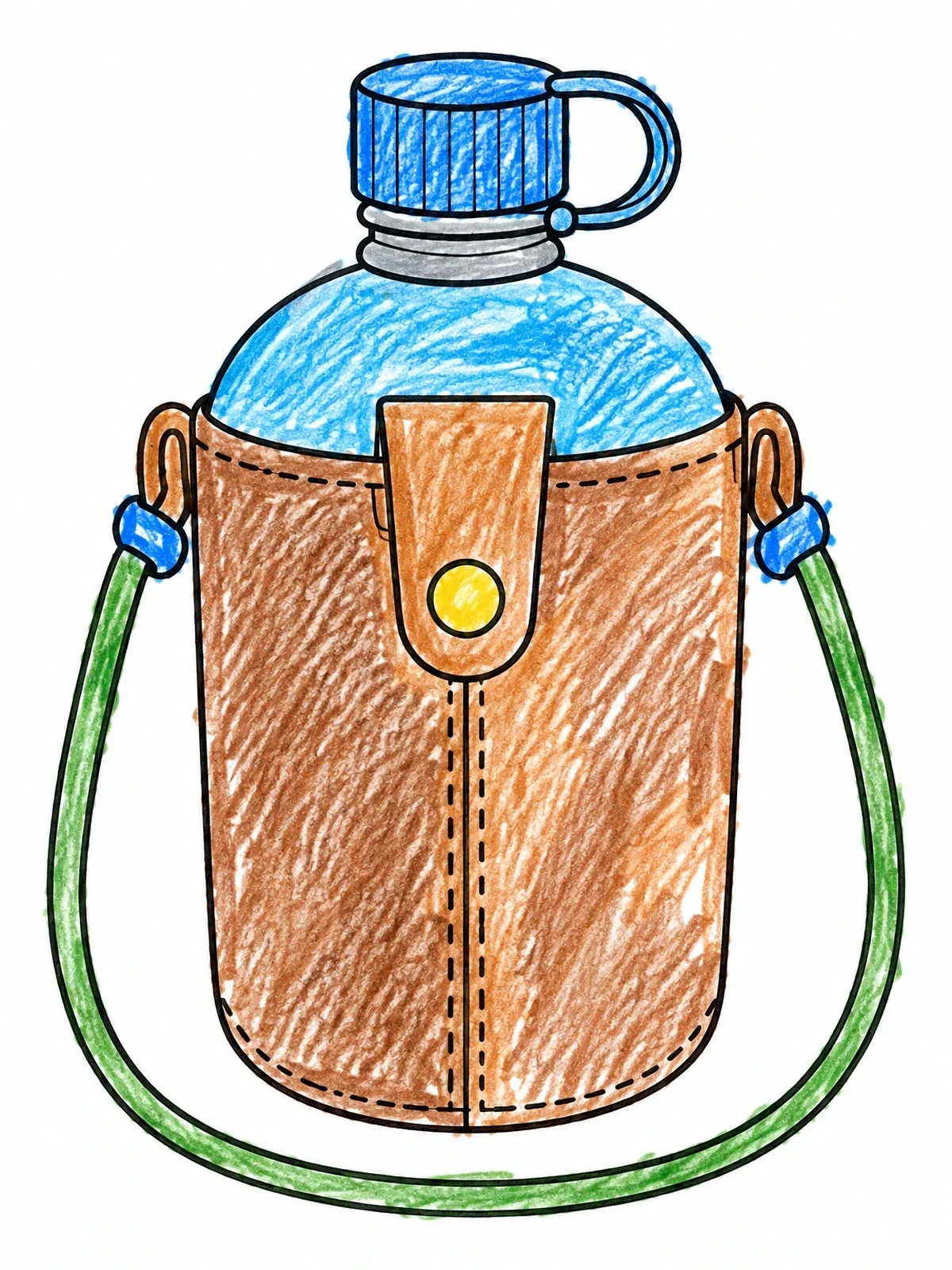 Colored example of the Traveler Water Canteen With Strap coloring page