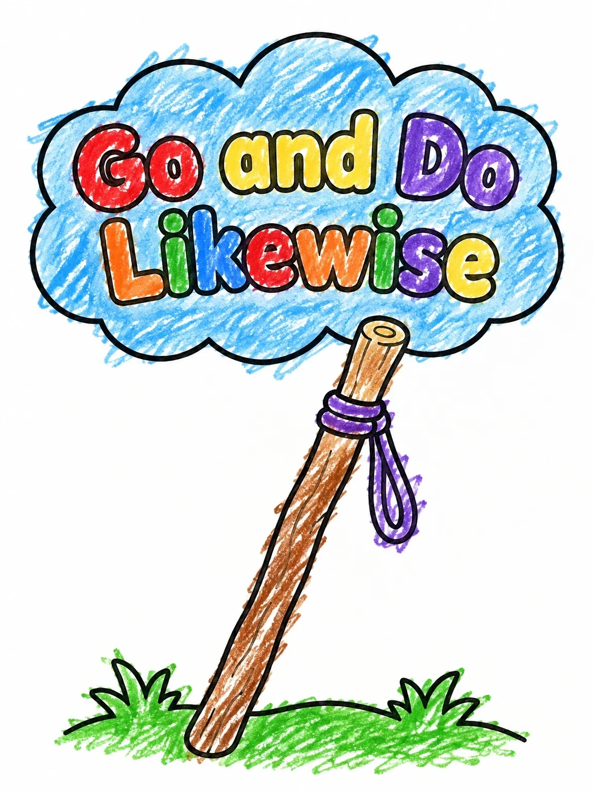 Colored example of the Travel Staff With Inspirational Message coloring page