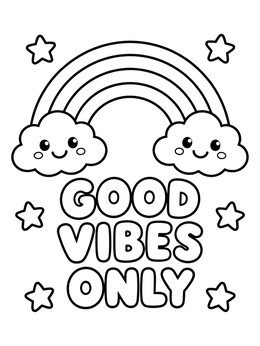 Free printable Good Vibes Only Rainbow And Clouds coloring page