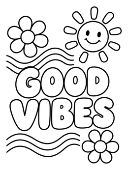 Free printable Good Vibes Sun And Flowers coloring page
