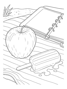 Free printable Beach Towel With Apple And Popsicle coloring page