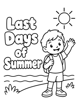 Free printable Boy Waving On Last Days Of Summer coloring page