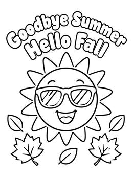 Free printable Smiling Sun With Fall Leaves coloring page