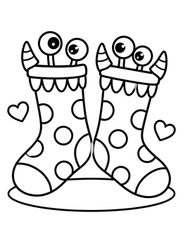 Free printable Goofy Monster Socks coloring page