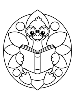 Free printable Goose Reading With Big Glasses coloring page