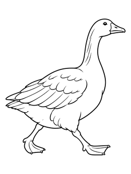 A briskly walking farm bird in profile on this goose coloring page.