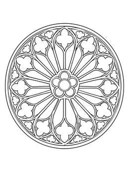 Free printable Gothic Circular Rose Window coloring page
