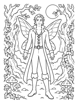 Free printable Fairy Prince In Midnight Forest coloring page
