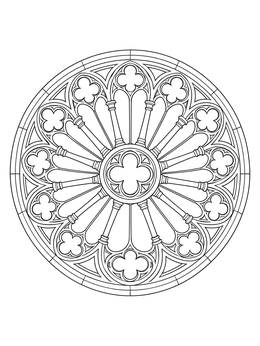 Free printable Gothic Wheel Rose Window coloring page