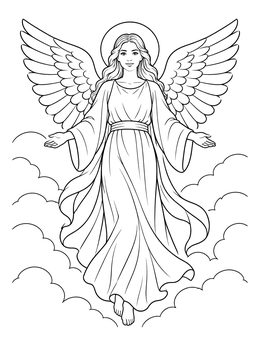 Free printable Graceful Angel With Outstretched Wings coloring page