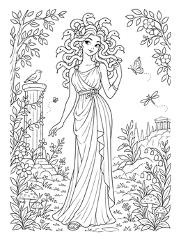 Free printable Graceful Medusa In Ancient Greece coloring page