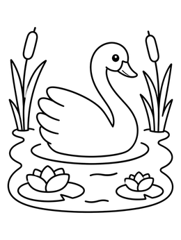 Free printable Graceful Swan On Pond coloring page