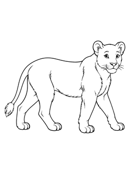 Free printable Graceful Walking Lioness coloring page
