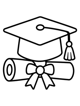Free printable Graduation Cap And Diploma Scroll coloring page