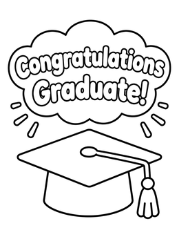 Free printable Graduation Cap With Congratulatory Banner coloring page