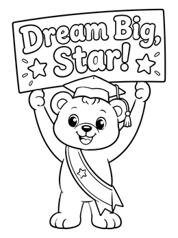 Free printable Cute Graduate Bear With Sign coloring page