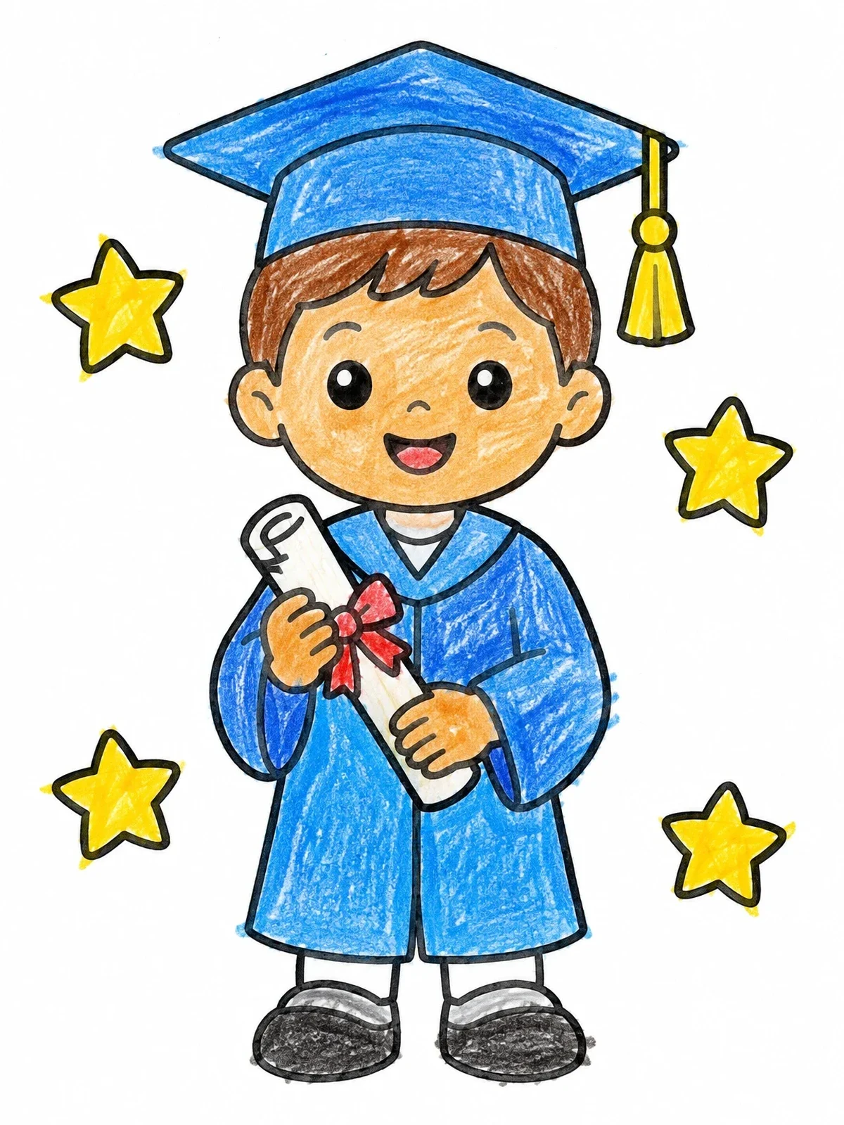 Colored example of the Happy Graduate Holding A Diploma coloring page