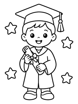 Free printable Happy Graduate Holding A Diploma coloring page