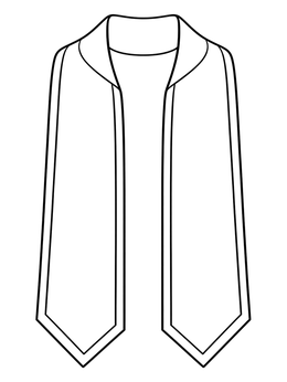 A graduation coloring page featuring a ceremonial academic honor stole with clean borders.