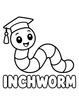 Free printable Graduation Inchworm With Bold Lettering coloring page