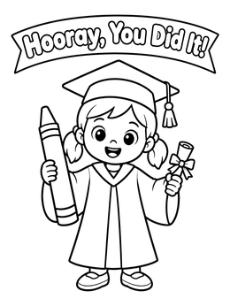 Free printable Preschool Graduate With Giant Crayon coloring page