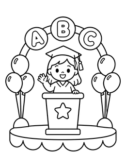 Free printable Preschool Graduate At The Podium coloring page