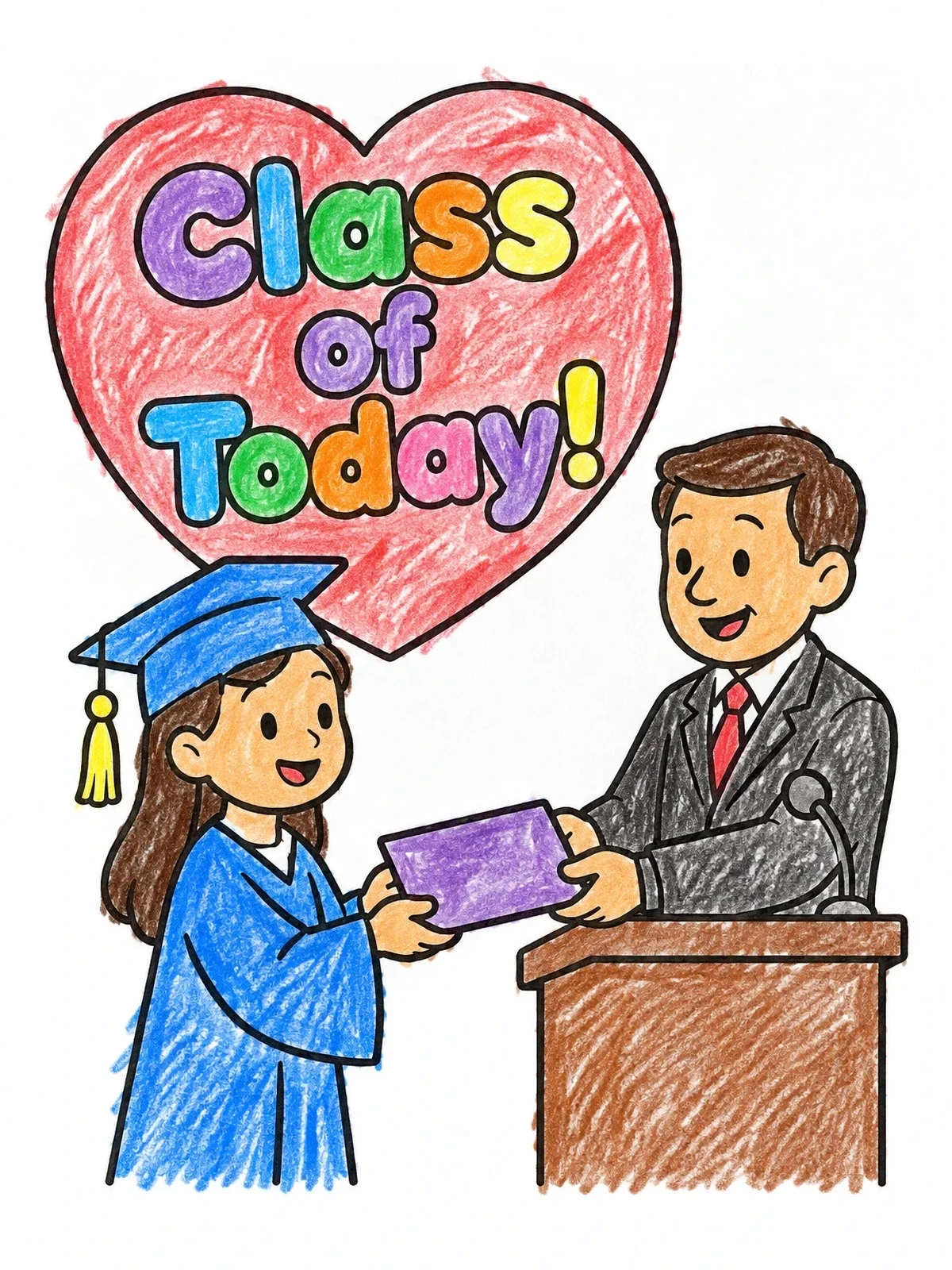 Colored example of the Student Receiving Diploma On Stage coloring page