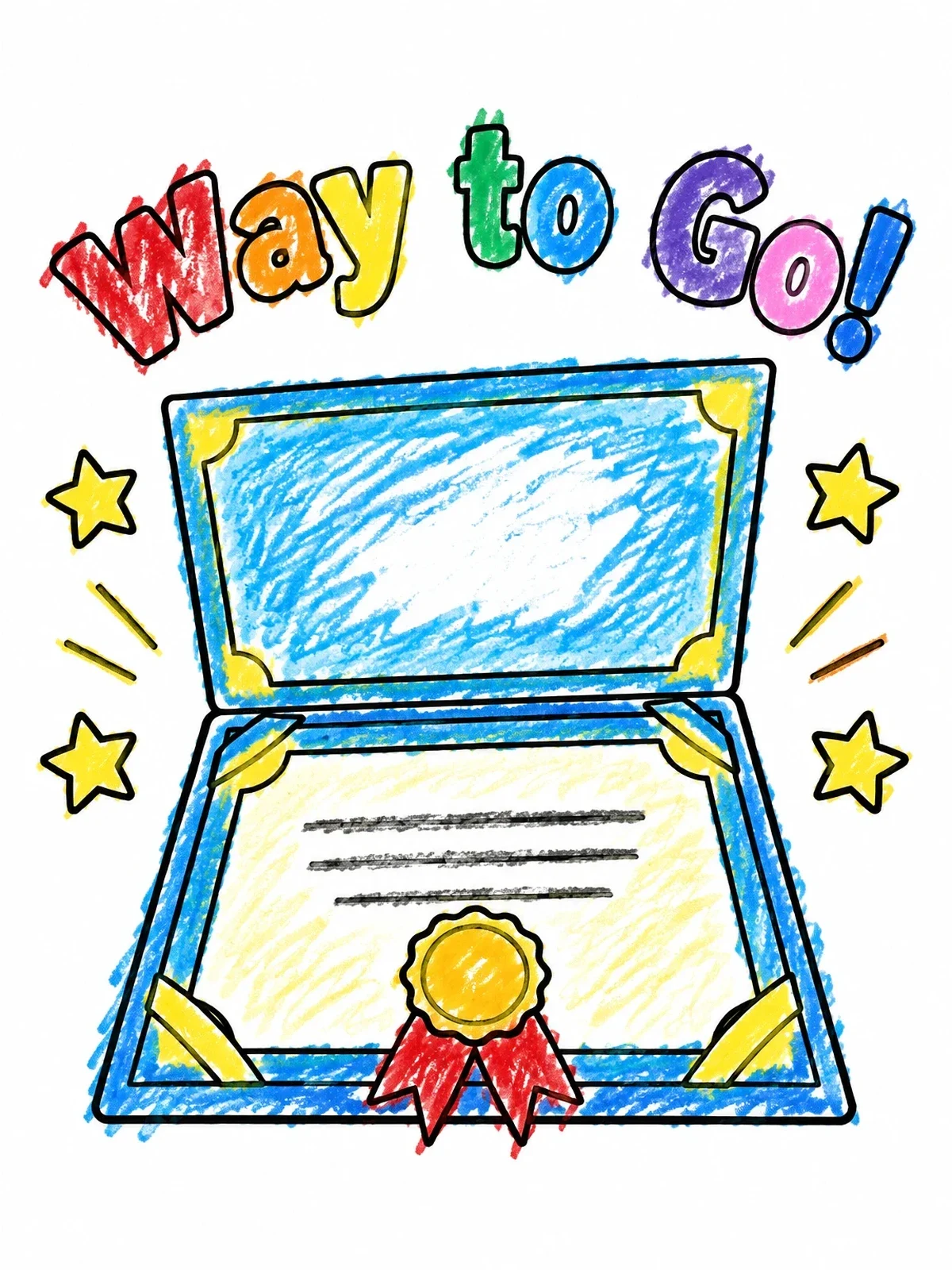 Colored example of the Way To Go Diploma Certificate coloring page