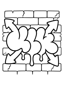 Free printable Graffiti Bubble Letters On Brick Wall coloring page