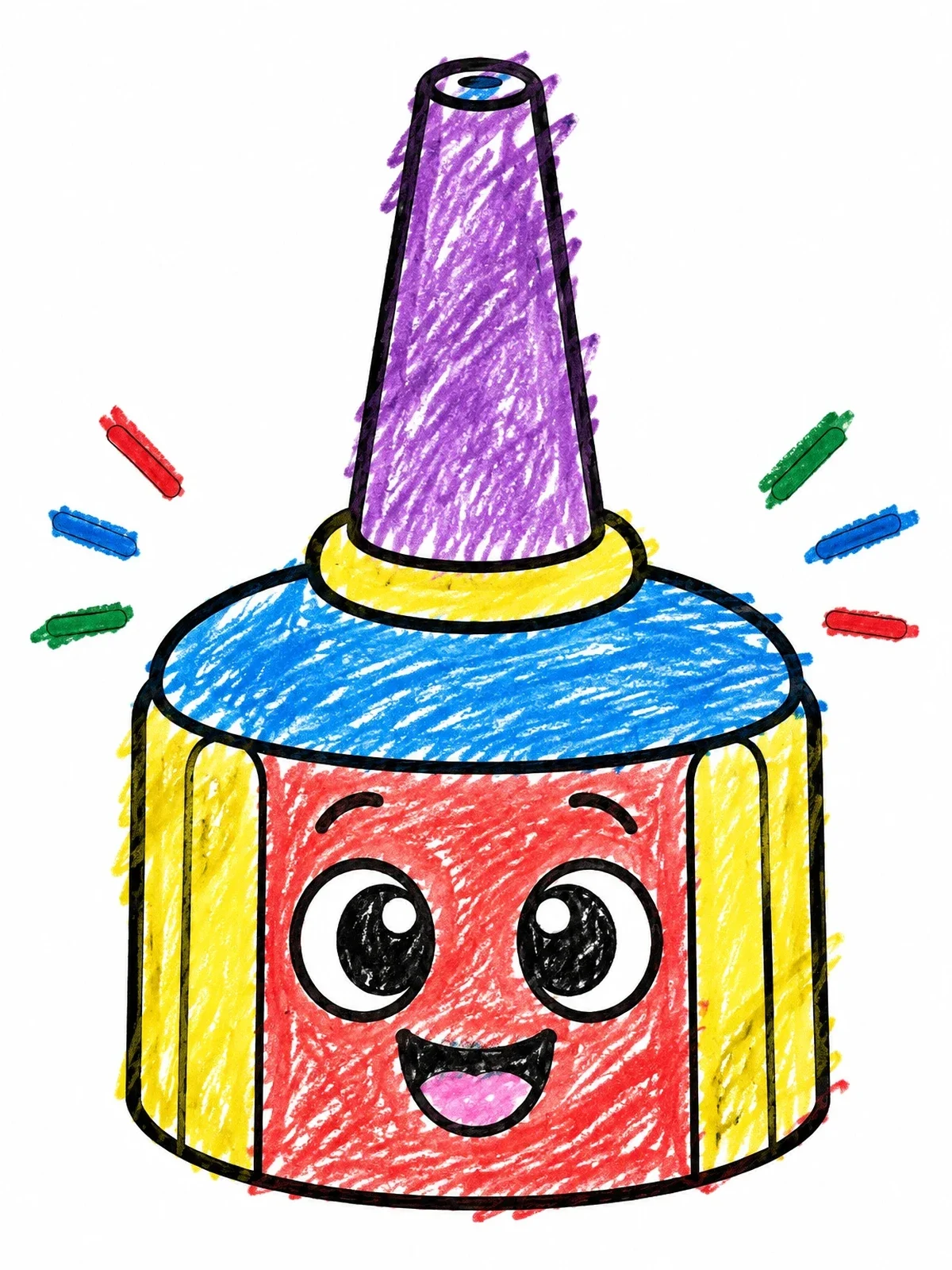 Colored example of the Cute Cartoon Spray Can Cap coloring page